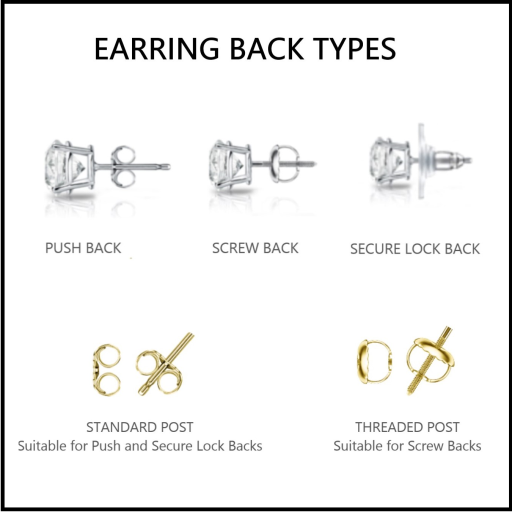 Types of Earring Posts & Backs  MoissaniteCo 