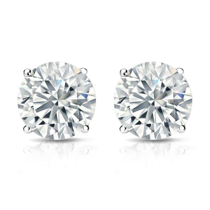 Lab Grown Diamond Stud Earrings Round 1.50 ct. tw. (H-I, VS) 14k White ...