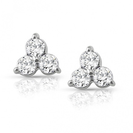 14k White Gold 3 Stone Round Cut Diamond Earrings 0 50 Ct Tw I J