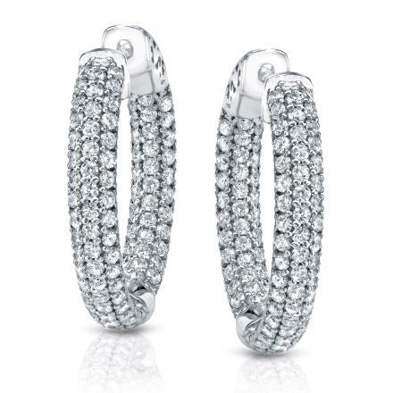 14k White Gold Large Micro Pave Round Diamond Hoop Earrings 3 50