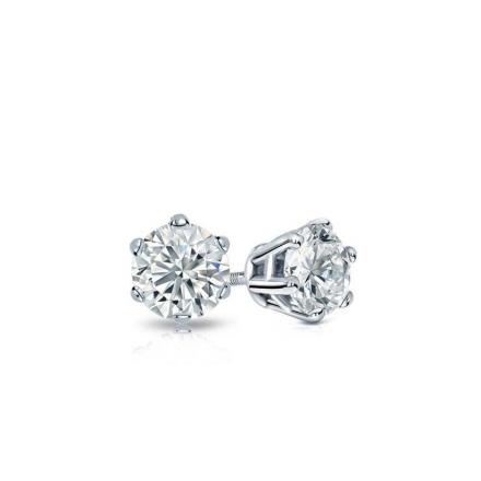 Certified 14k White Gold 6 Prong Basket Round Baby Diamond Stud