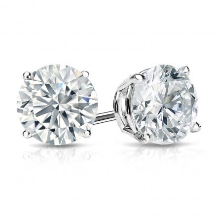 Certified 14k White Gold 4 Prong Basket Round Diamond Stud