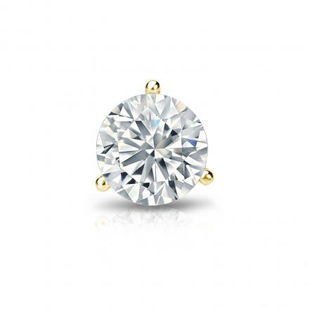 Certified 14k Yellow Gold 3 Prong Martini Round Diamond Single